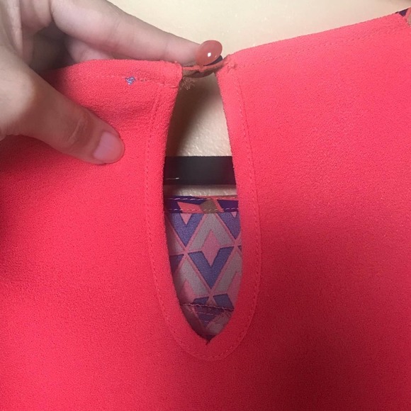 Francescas Buttons Shift‎ Mini Dress Womens Small Coral Short Cap Sleeves - Picture 5 of 9